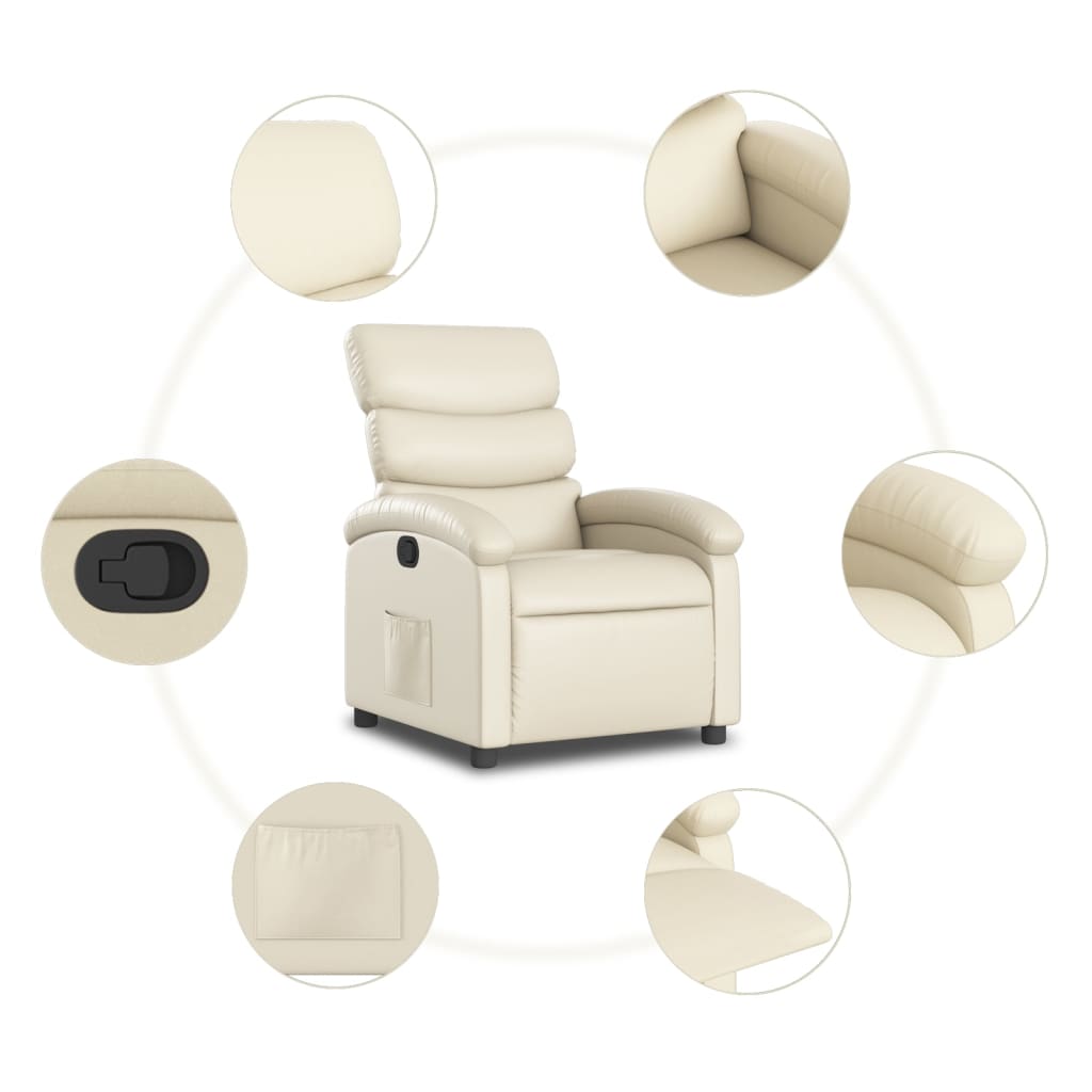 Krémszínű műbőr relaxfotel 7