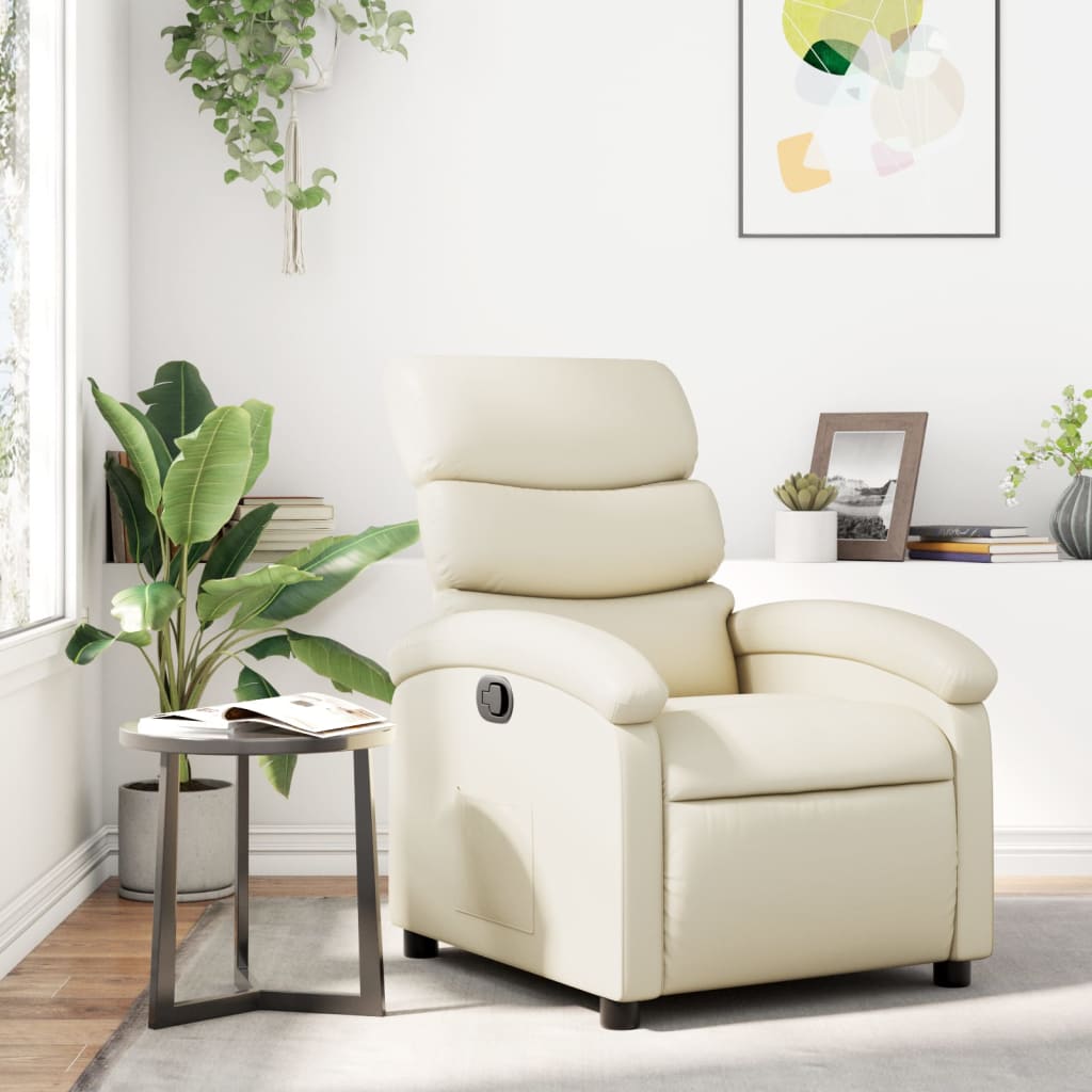 Krémszínű műbőr relaxfotel