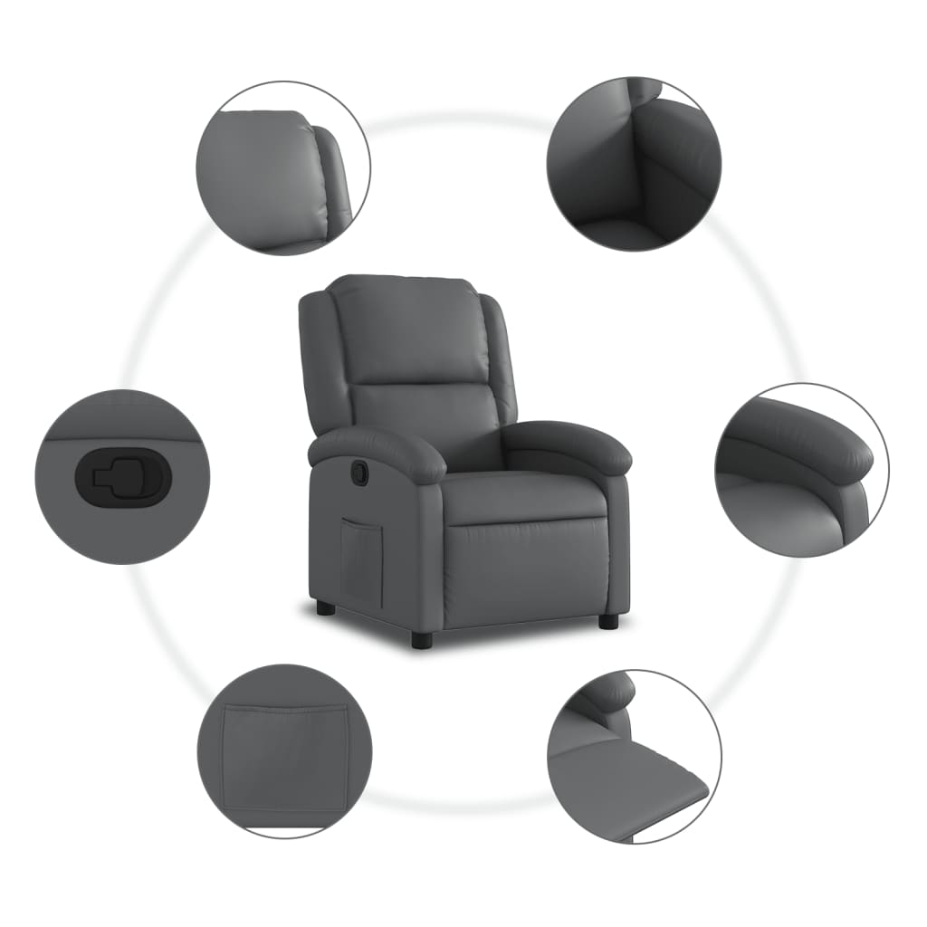 Szürke műbőr relaxfotel 5