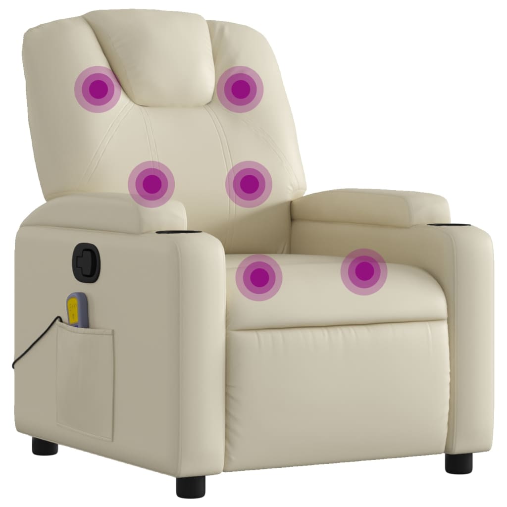 Krémszínű műbőr masszázsfotel 2