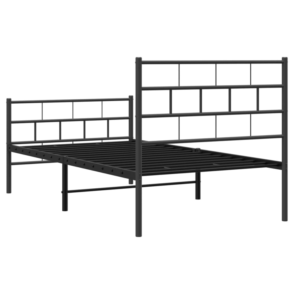 Fekete fém ágykeret fej- és lábtámlával 90 x 190 cm 7