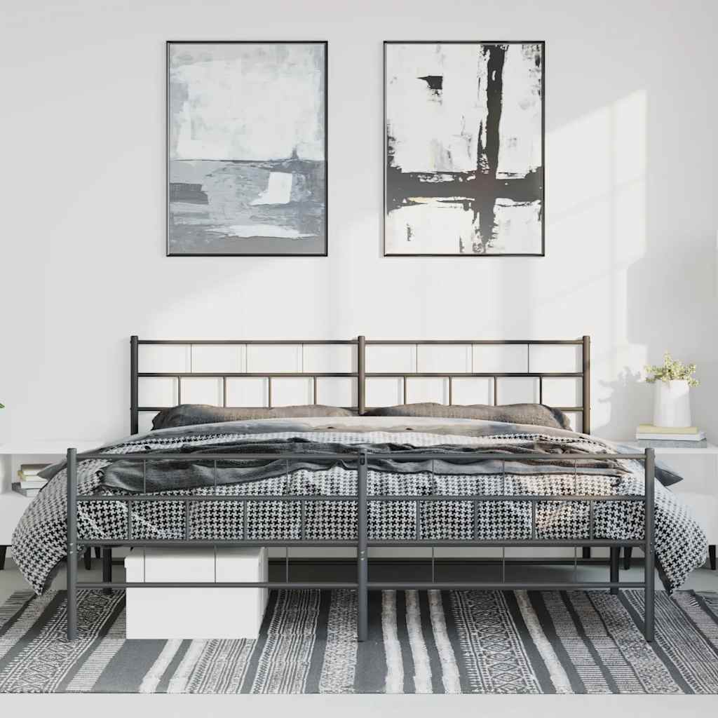Fekete fém ágykeret fej- és lábtámlával 193 x 203 cm 4