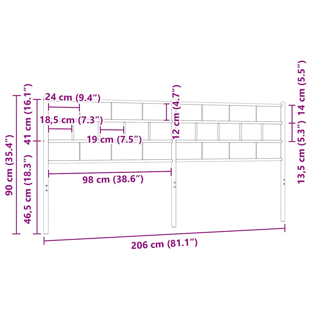 Fekete fém csere fejtámla 200 cm 7