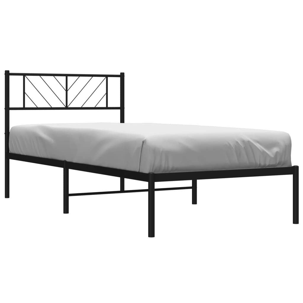 Fekete fém ágykeret fejtámlával 75 x 190 cm 3