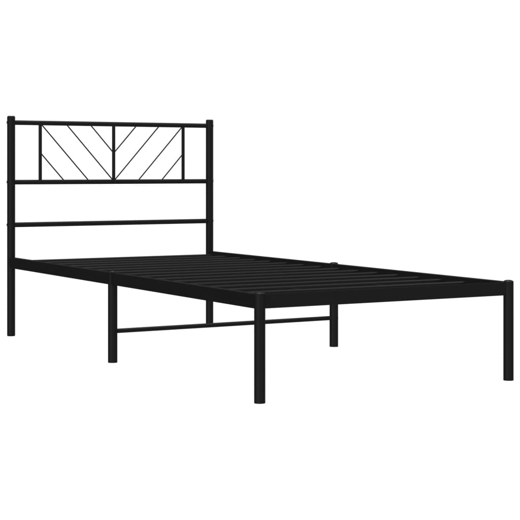 Fekete fém ágykeret fejtámlával 75 x 190 cm 4