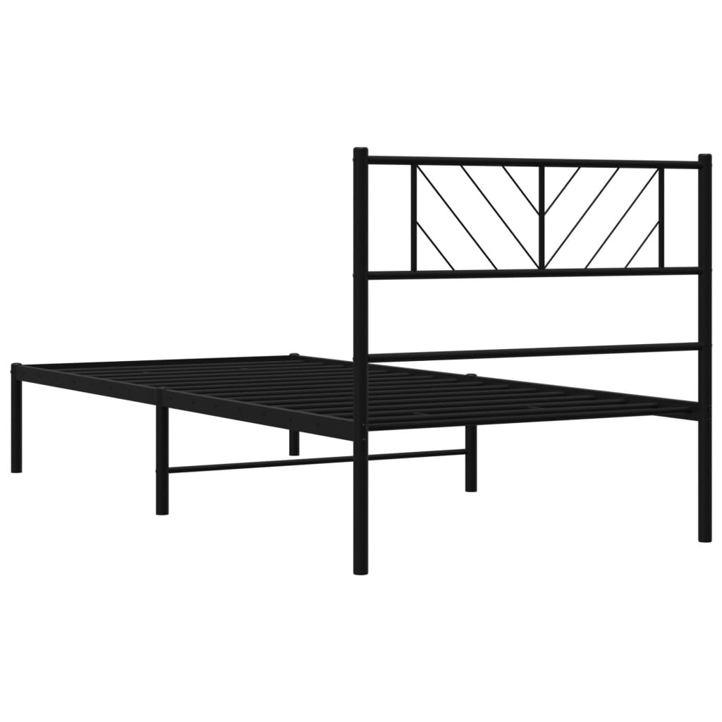 Fekete fém ágykeret fejtámlával 75 x 190 cm 7