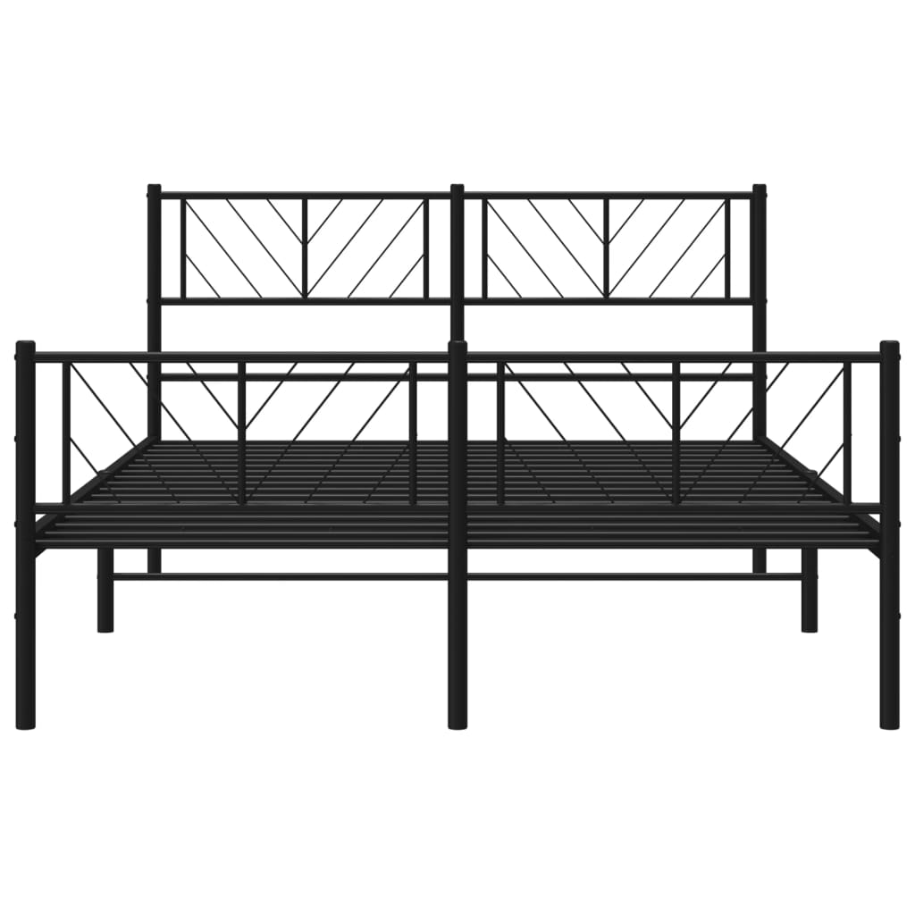 Fekete fém ágykeret fej- és lábtámlával 140 x 190 cm 5