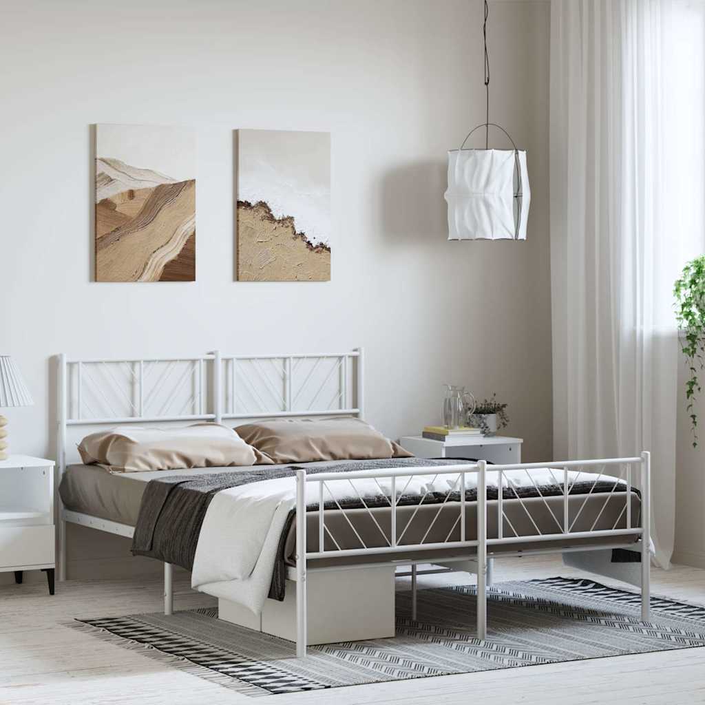 Fehér fém ágykeret fej- és lábtámlával 135x190 cm 3