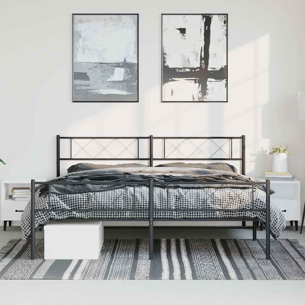 Fekete fém ágykeret fej- és lábtámlával 183 x 213 cm 3