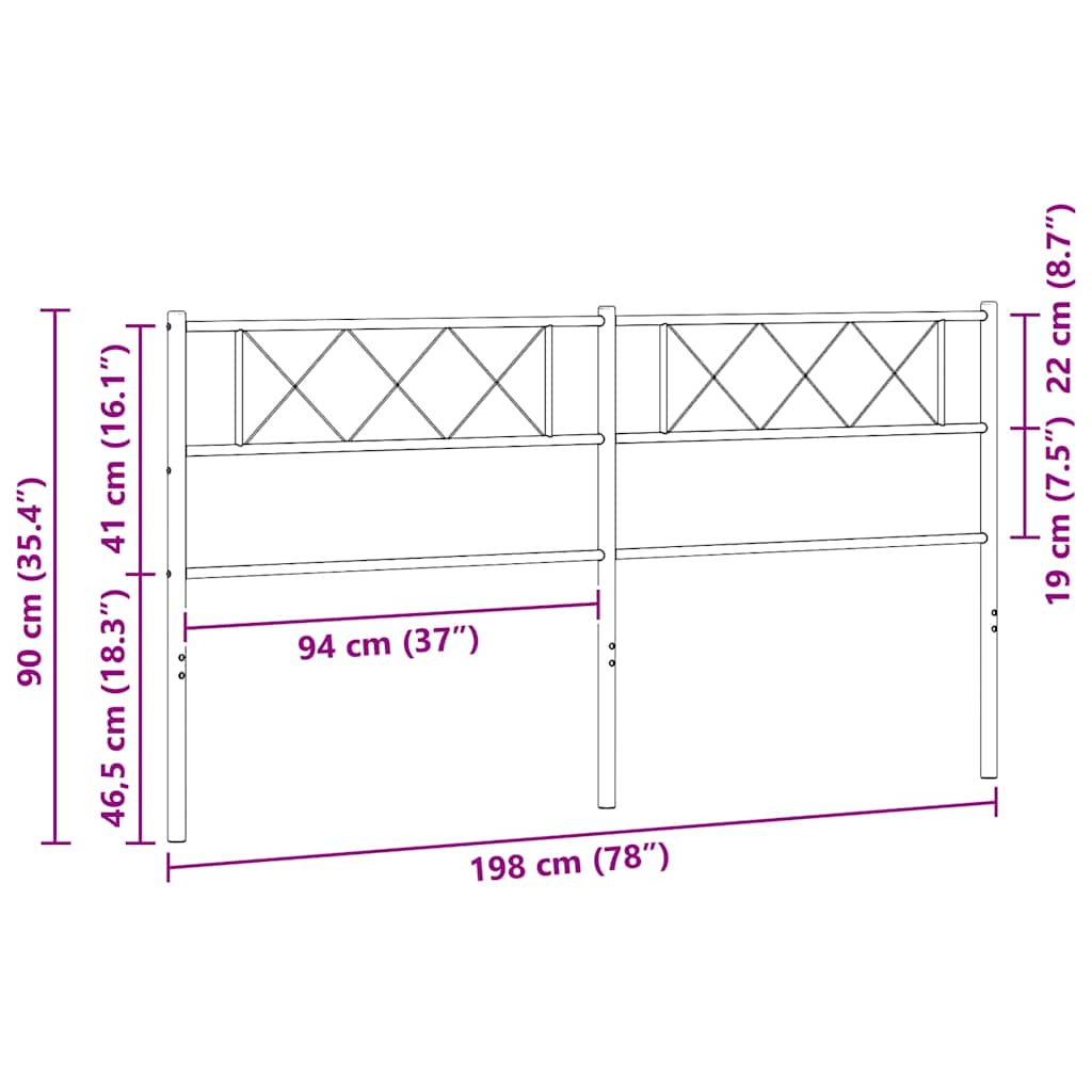 Fekete fém csere fejtámla 193 cm 8