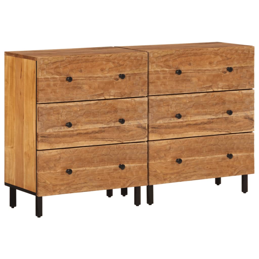 2 db tömör akácfa kisszekrények 60 x 33 x 75 cm 2