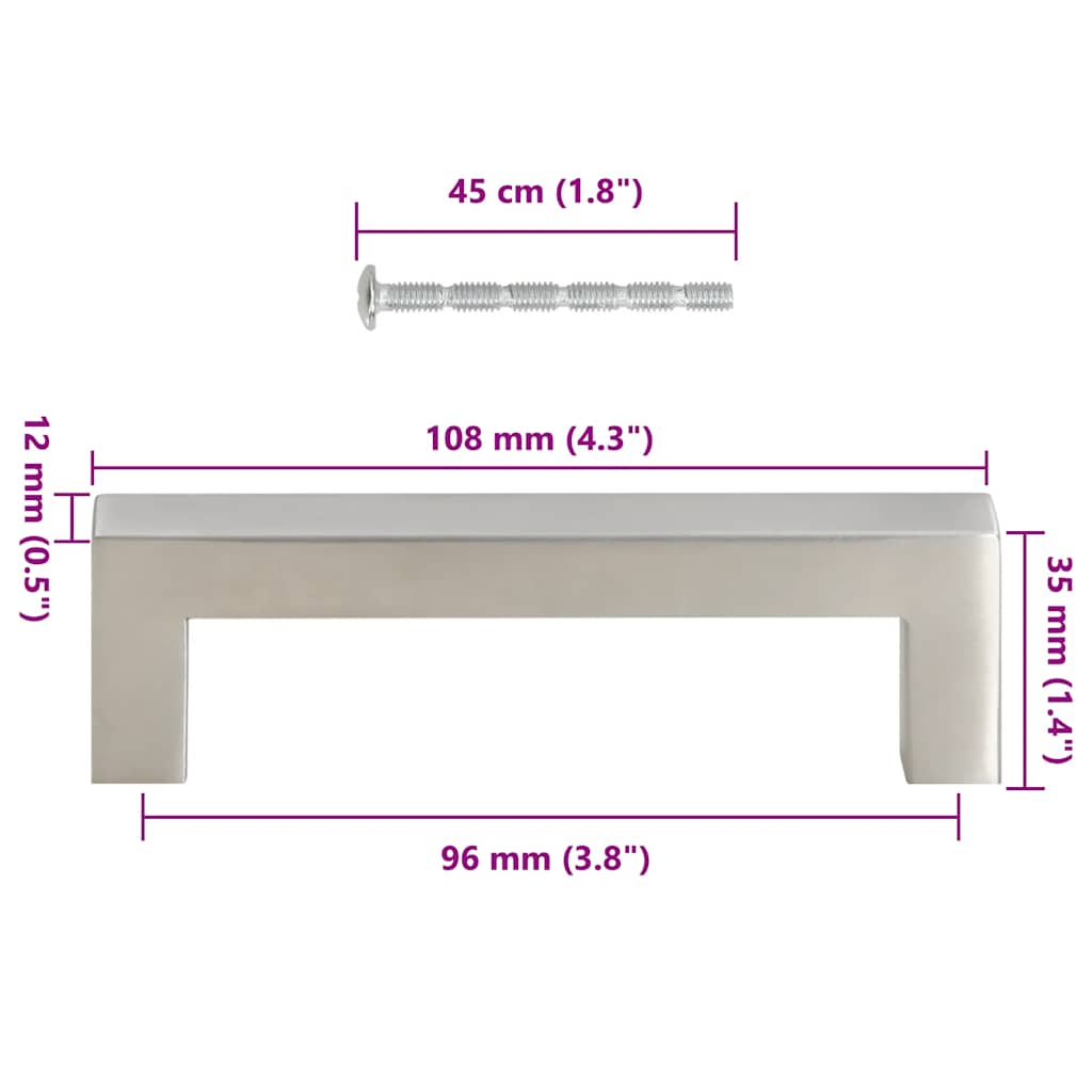 10 db ezüst rozsdamentes acél szekrényfogantyú 96 mm 10