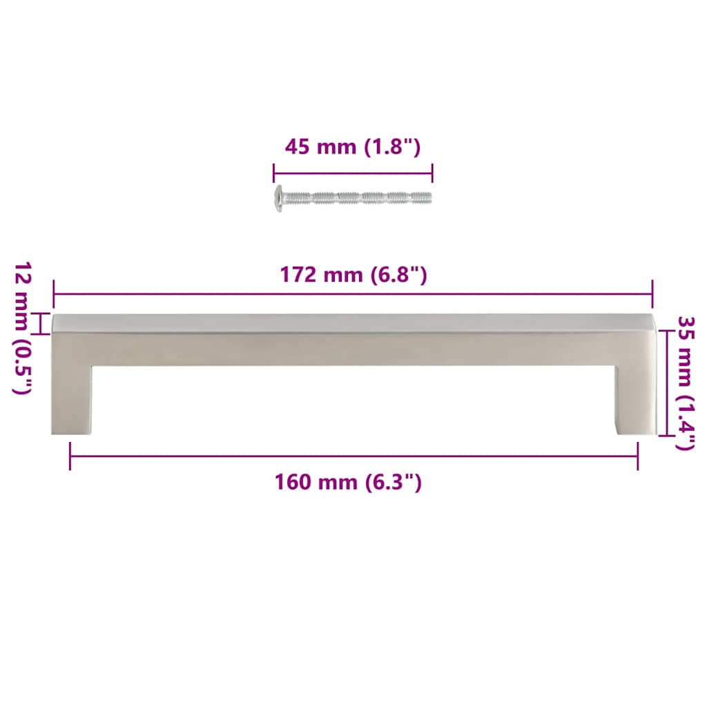 10 db ezüst rozsdamentes acél szekrényfogantyú 160 mm 10