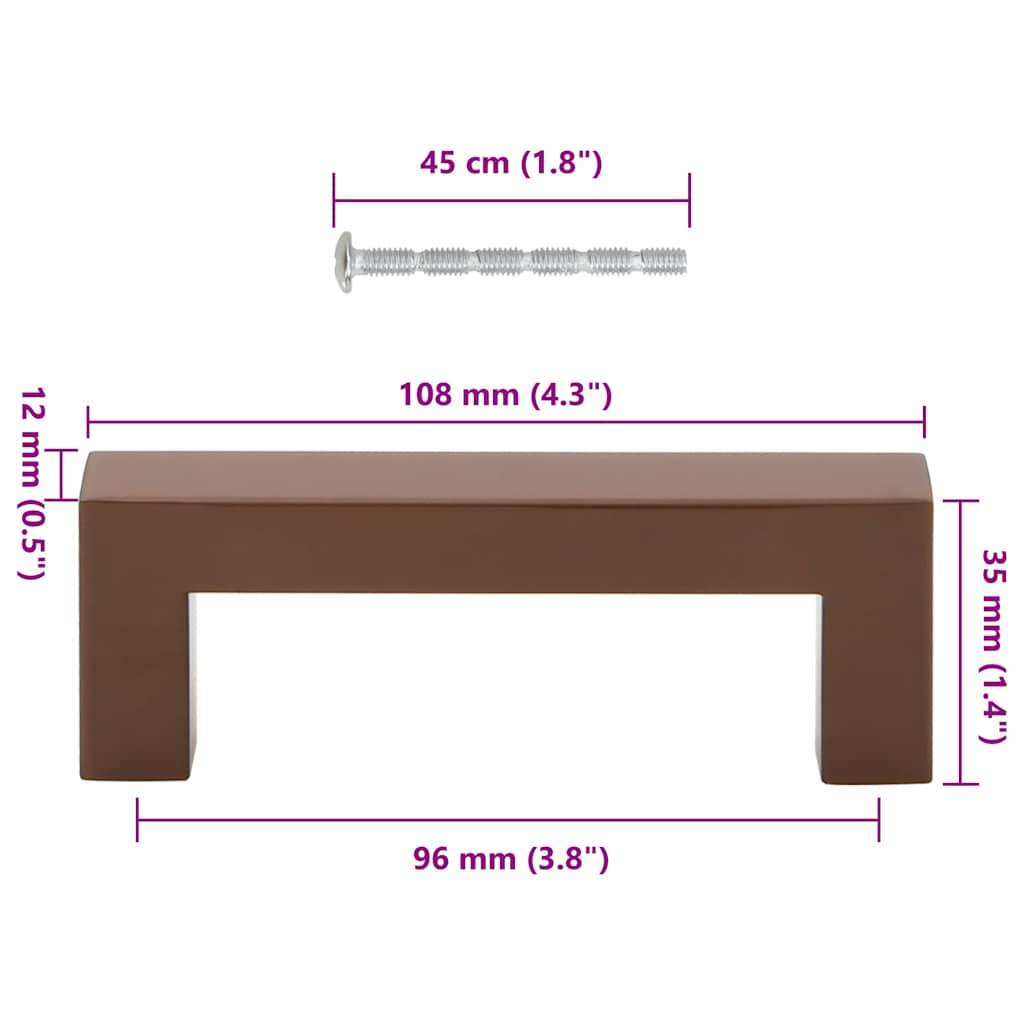 10 db bronz rozsdamentes acél szekrényfogantyú 96 mm 10