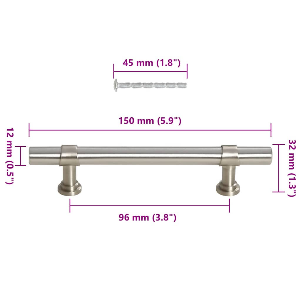 10 db ezüst rozsdamentes acél szekrényfogantyú 96 mm 10