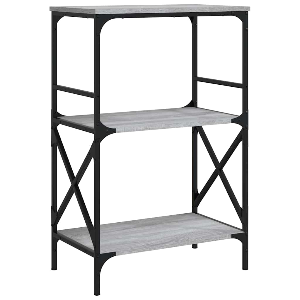 3 szintes szürke sonoma szerelt fa könyvespolc 56x35x90,5 cm 2