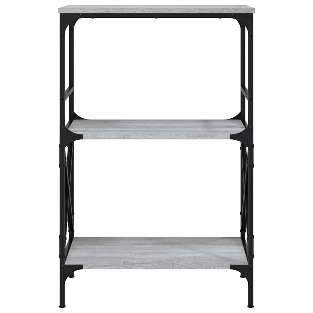 3 szintes szürke sonoma szerelt fa könyvespolc 56x35x90,5 cm 4