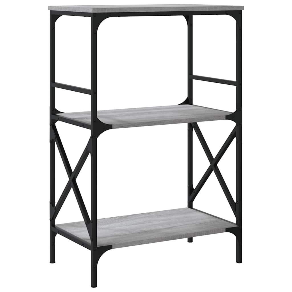 3 szintes szürke sonoma szerelt fa könyvespolc 56x35x90,5 cm 6