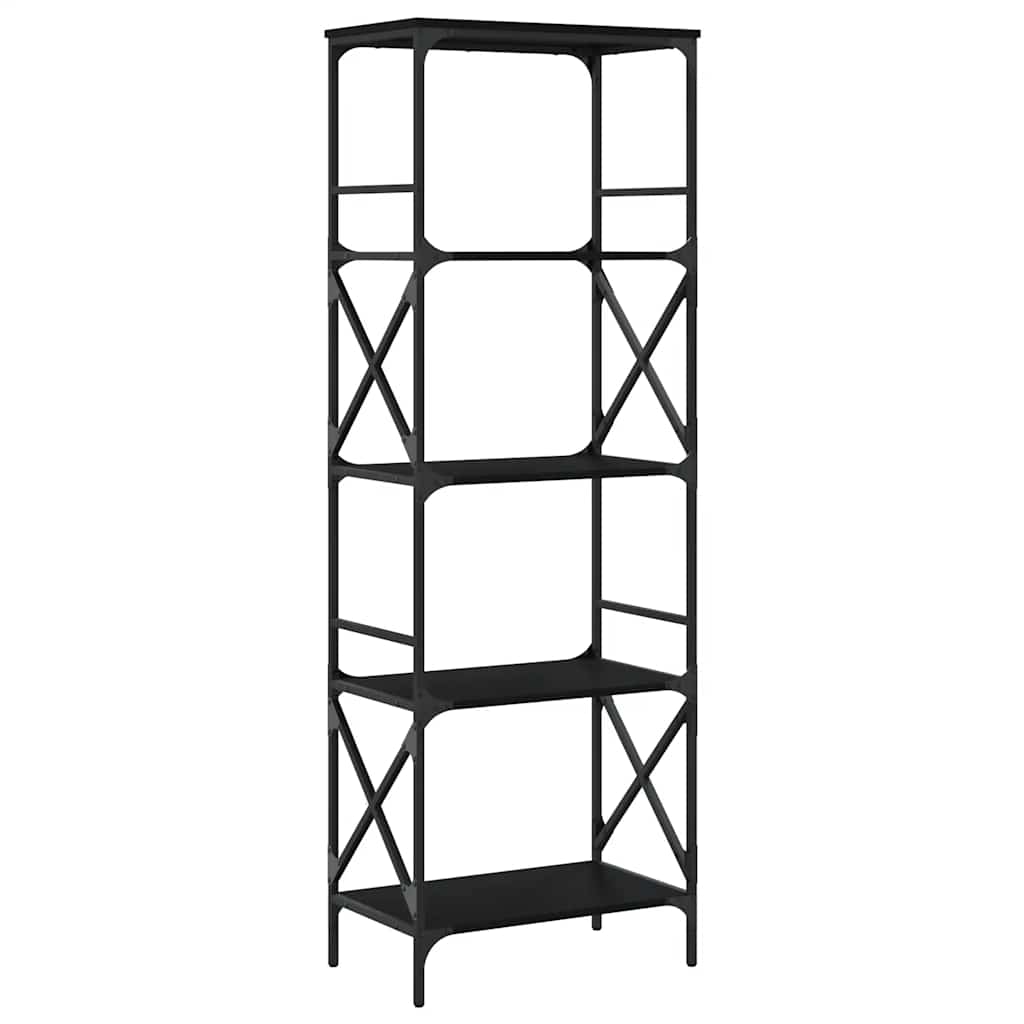 5 szintes fekete szerelt fa könyvespolc 59 x 35 x 132 cm 6