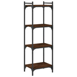 4 szintes barna tölgy színű szerelt fa könyvespolc 40x30x120 cm 2