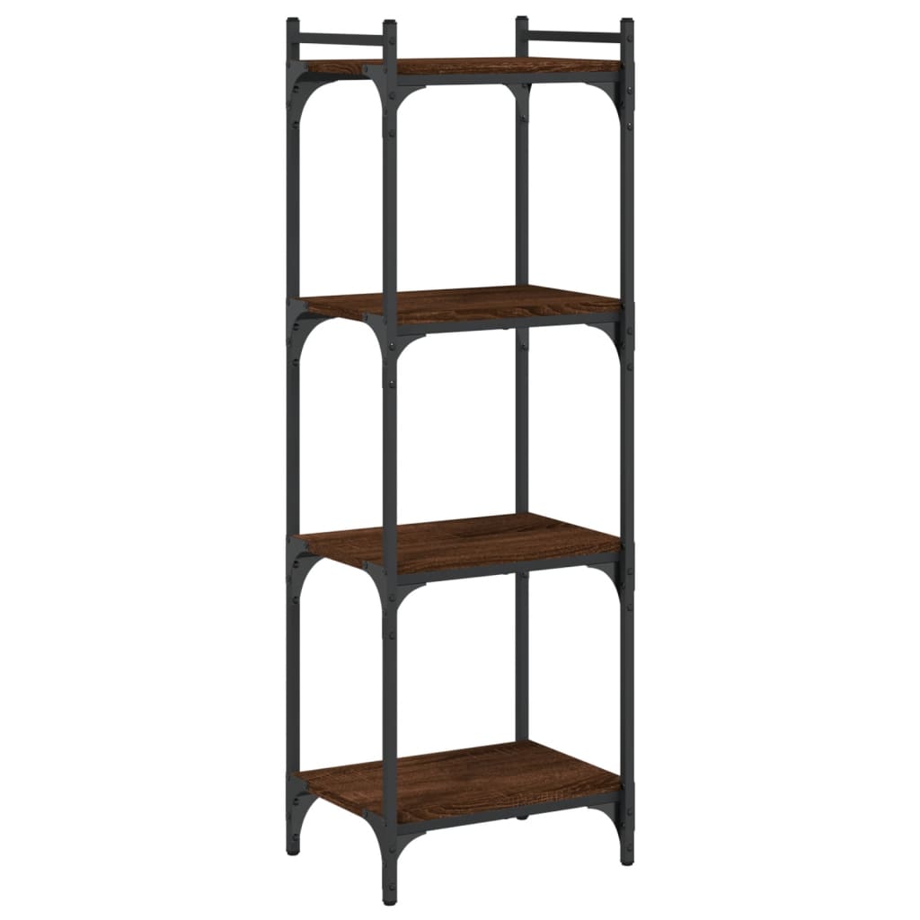 4 szintes barna tölgy színű szerelt fa könyvespolc 40x30x120 cm 2