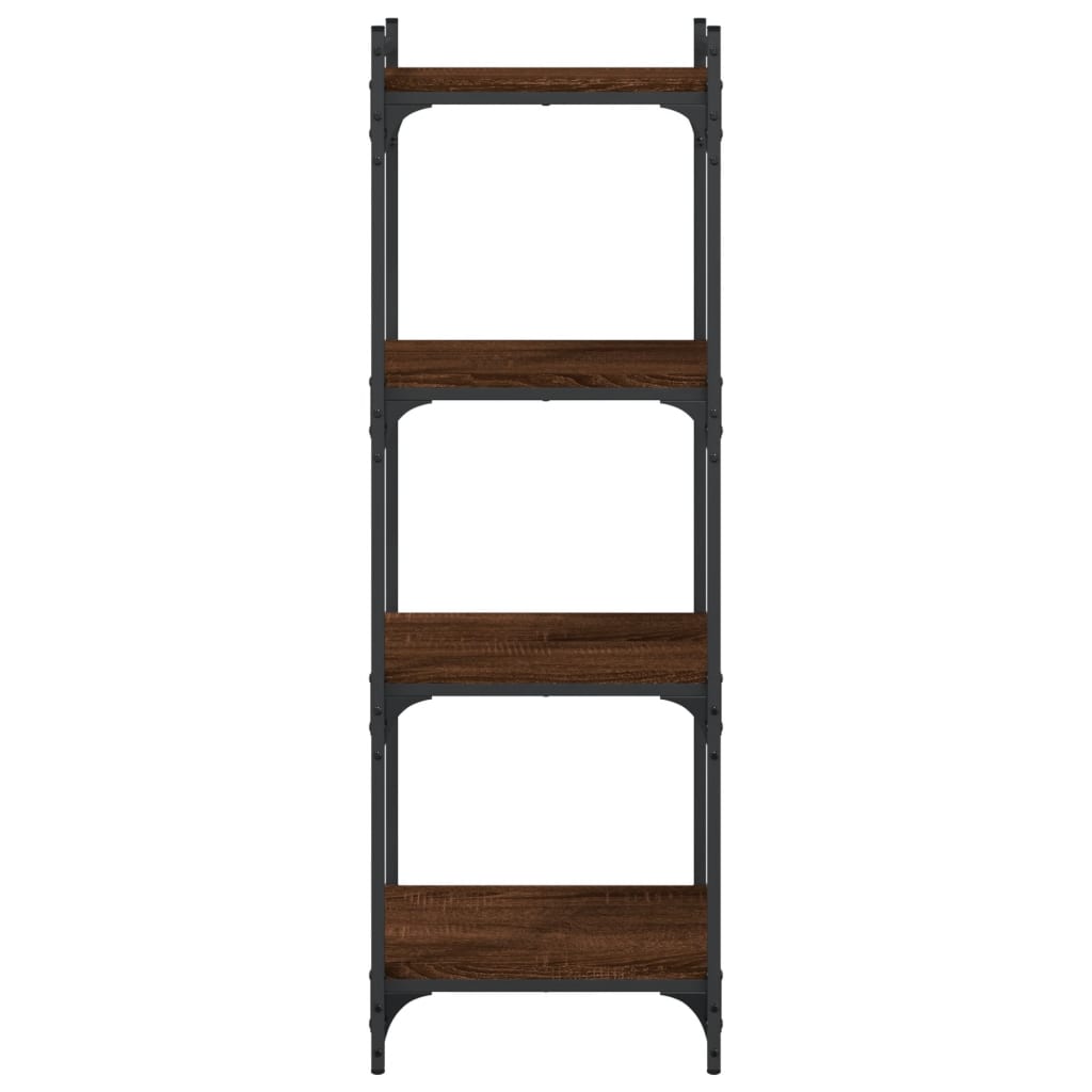 4 szintes barna tölgy színű szerelt fa könyvespolc 40x30x120 cm 4