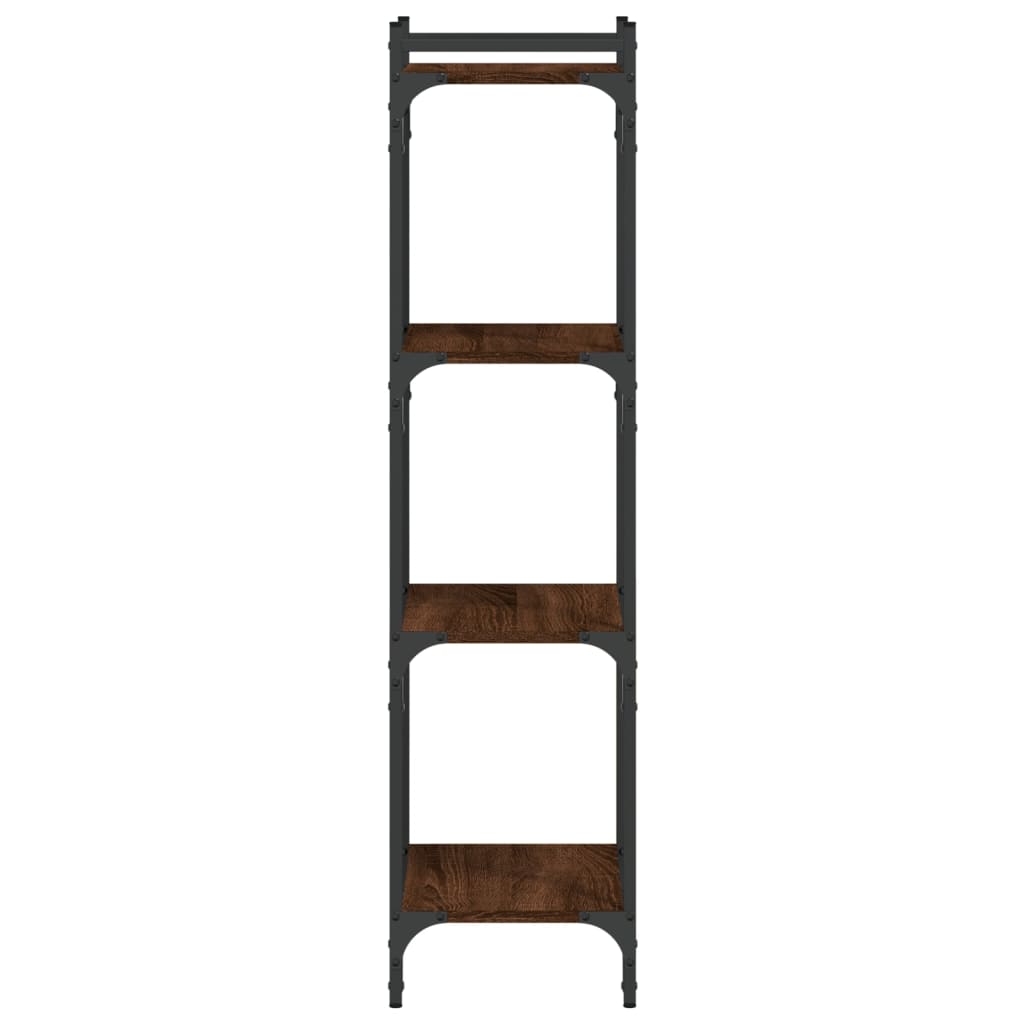 4 szintes barna tölgy színű szerelt fa könyvespolc 40x30x120 cm 5