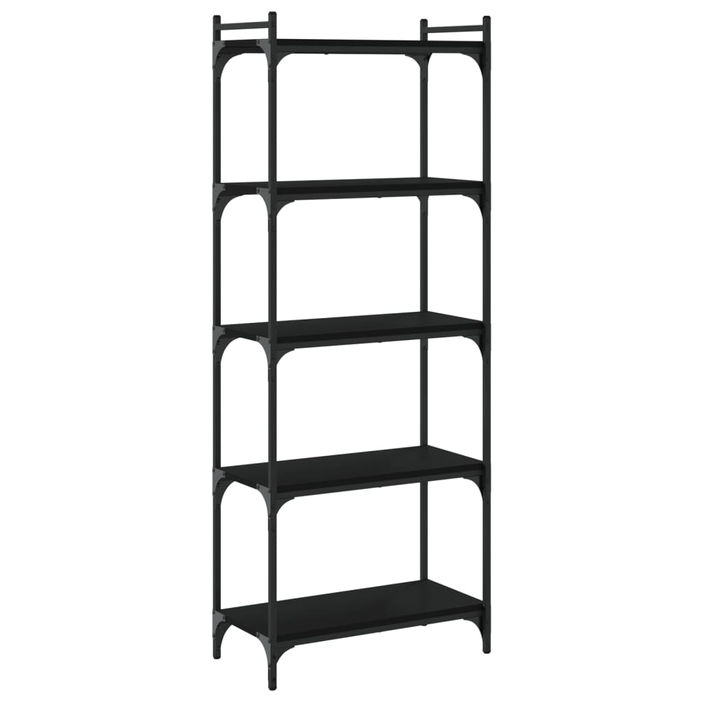 5 szintes fekete szerelt fa könyvespolc 60 x 30 x 154 cm 2