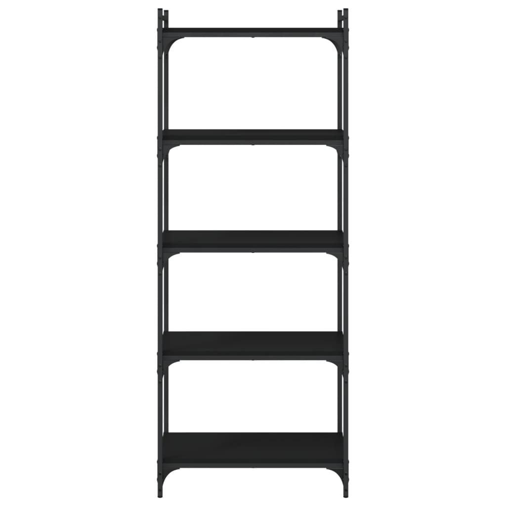 5 szintes fekete szerelt fa könyvespolc 60 x 30 x 154 cm 4