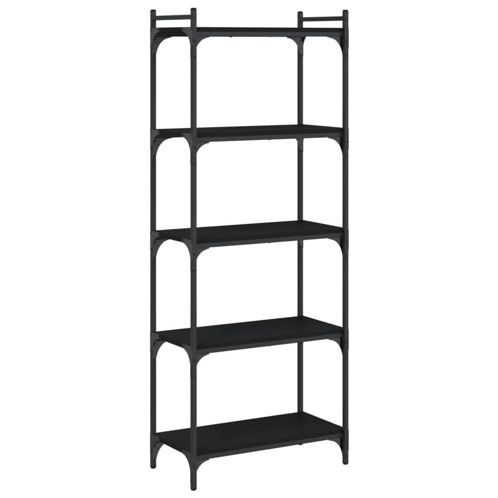 5 szintes fekete szerelt fa könyvespolc 60 x 30 x 154 cm 6