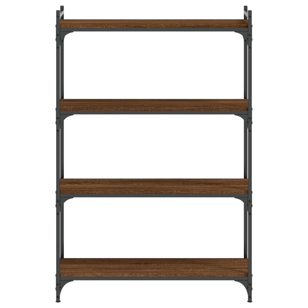 4 szintes barna tölgy színű szerelt fa könyvespolc 80x30x120 cm 4