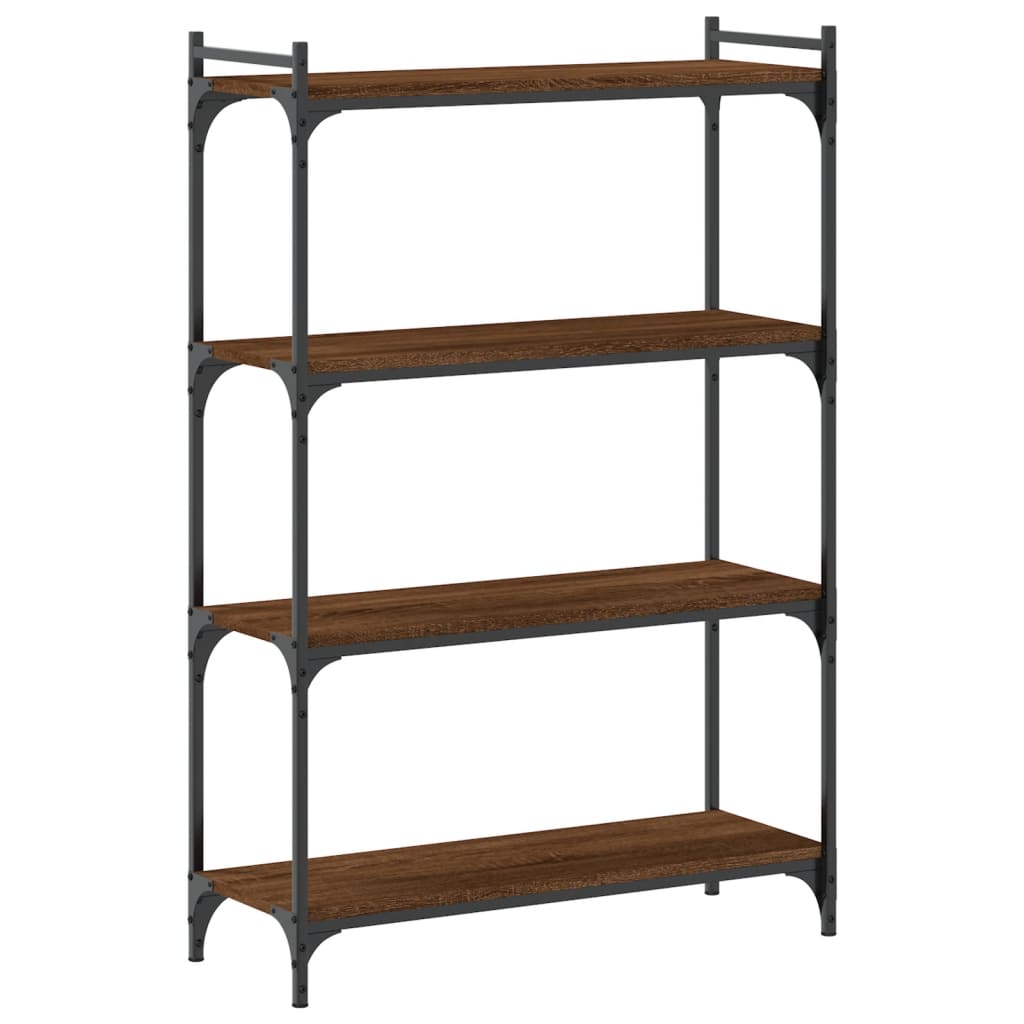 4 szintes barna tölgy színű szerelt fa könyvespolc 80x30x120 cm 6
