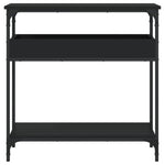 Fekete szerelt fa tálalóasztal polccal 75x29x75 cm 4