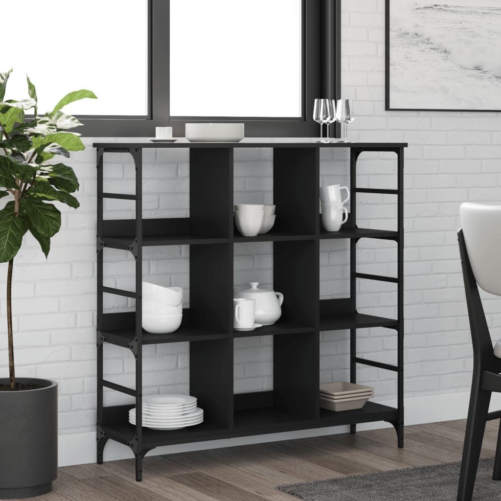 Fekete szerelt fa tálalószekrény 102 x 32 x 103,5 cm
