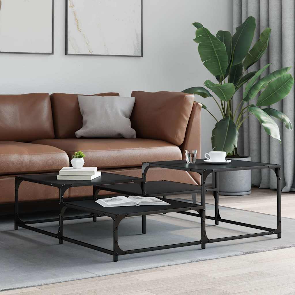 Fekete szerelt fa dohányzóasztal 107 x 107 x 40 cm 3