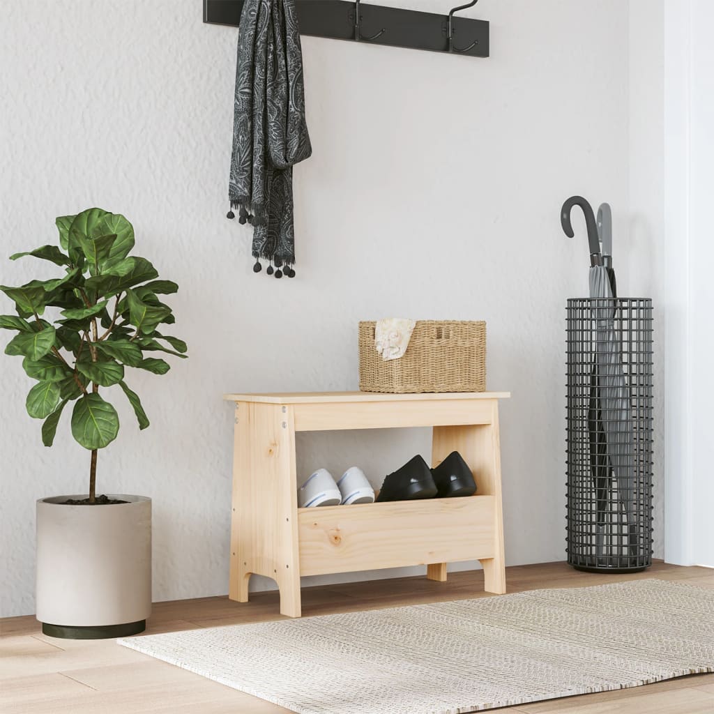 Tömör fenyőfa előszoba pad 60x28x45 cm