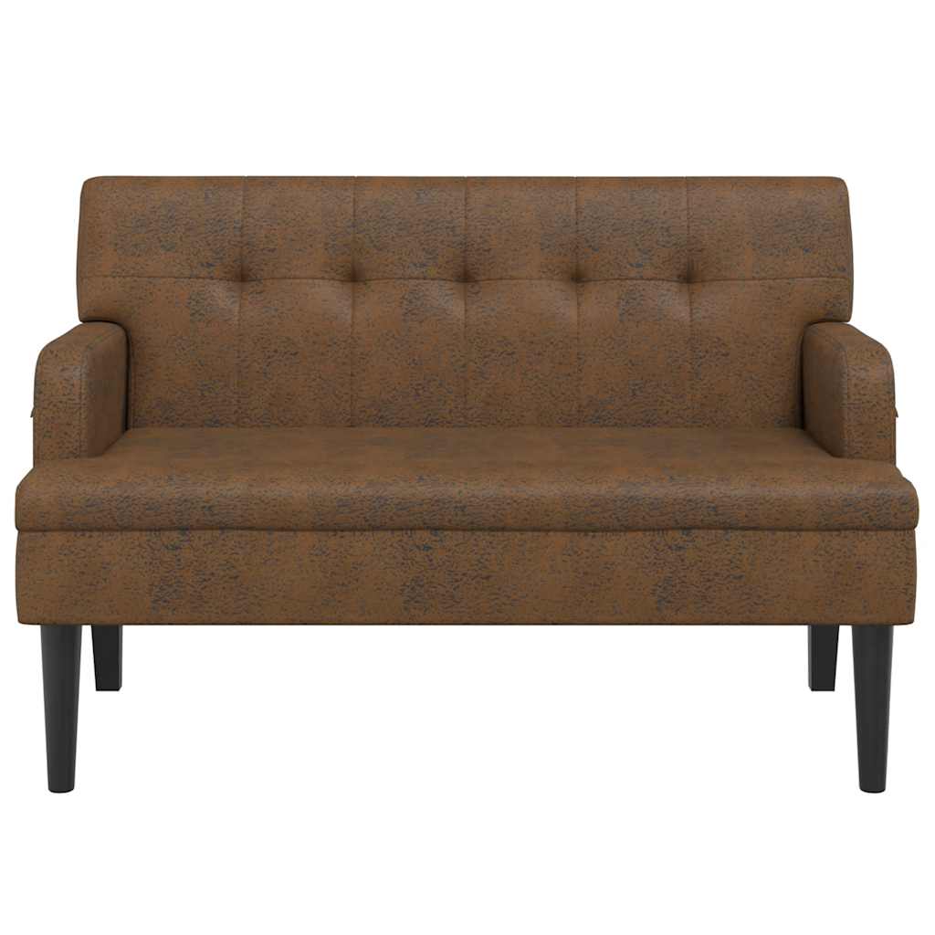 Barna műbőr pad háttámlával 112x65,5x75 cm 3
