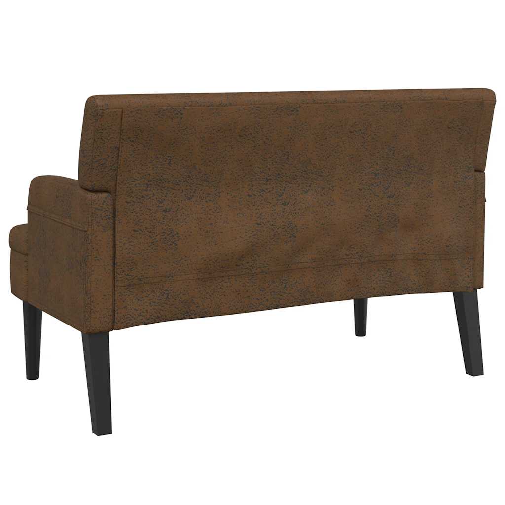 Barna műbőr pad háttámlával 112x65,5x75 cm 5