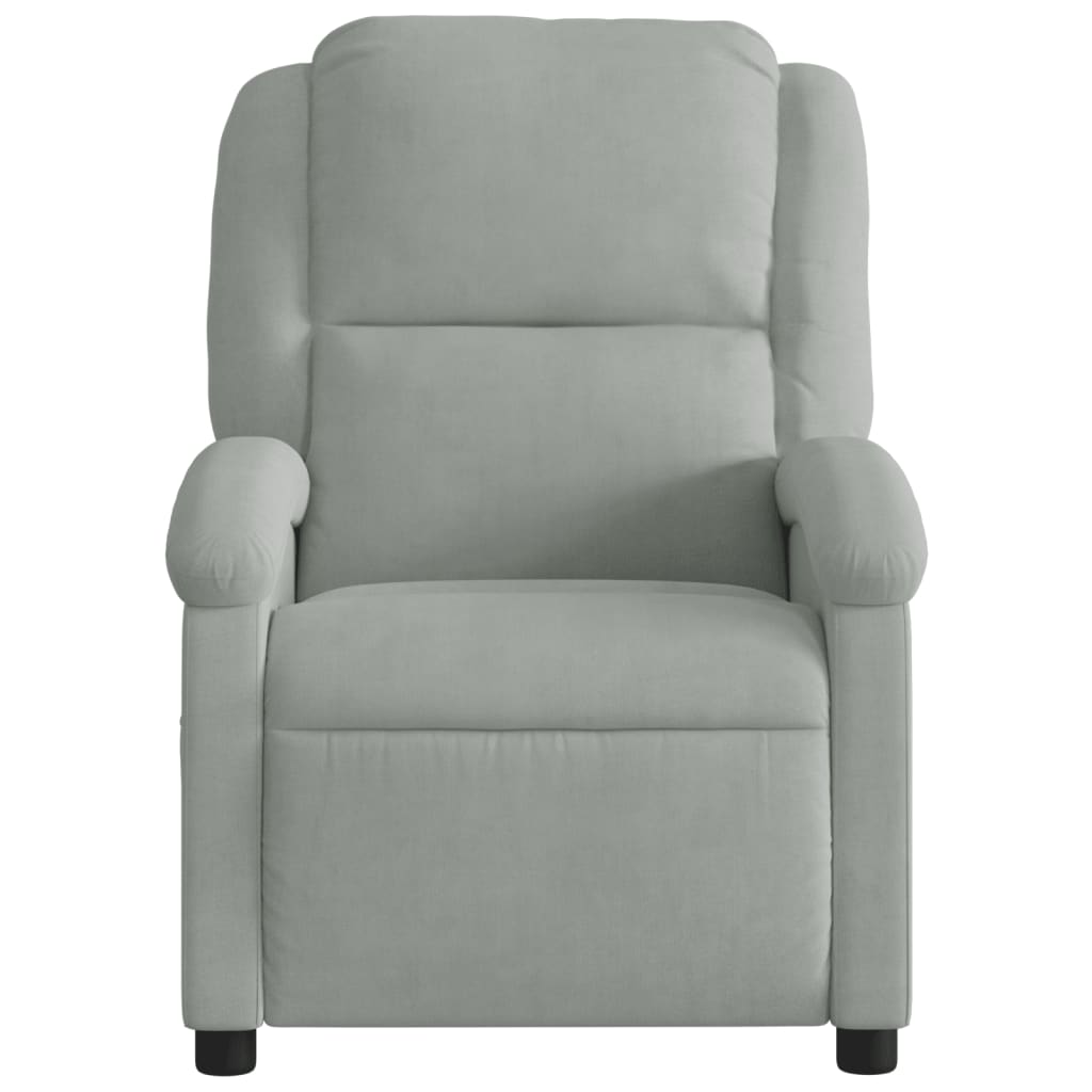 Világosszürke bársony relaxfotel 3