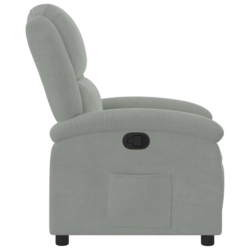 Világosszürke bársony relaxfotel 4