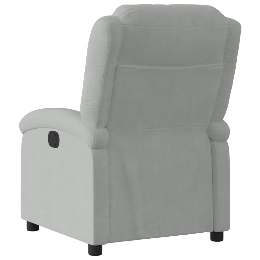 Világosszürke bársony relaxfotel 5