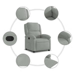 Világosszürke bársony relaxfotel 7