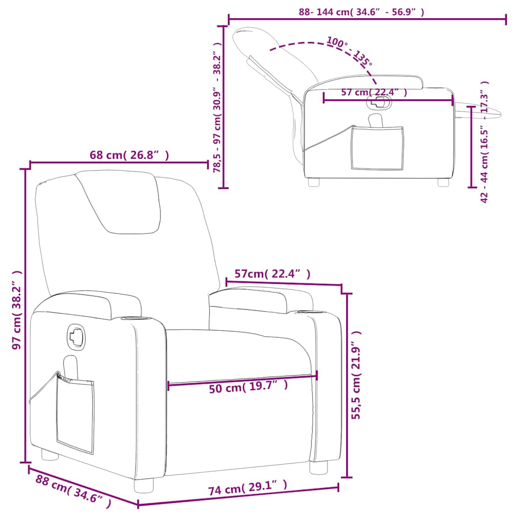 Bordó dönthető szövet masszázsfotel 13