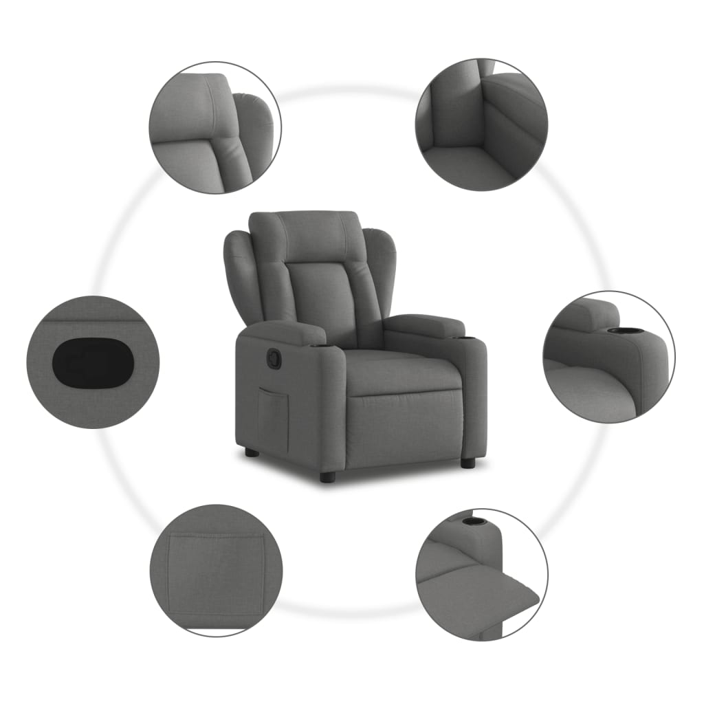 Sötétszürke szövet relaxfotel 5