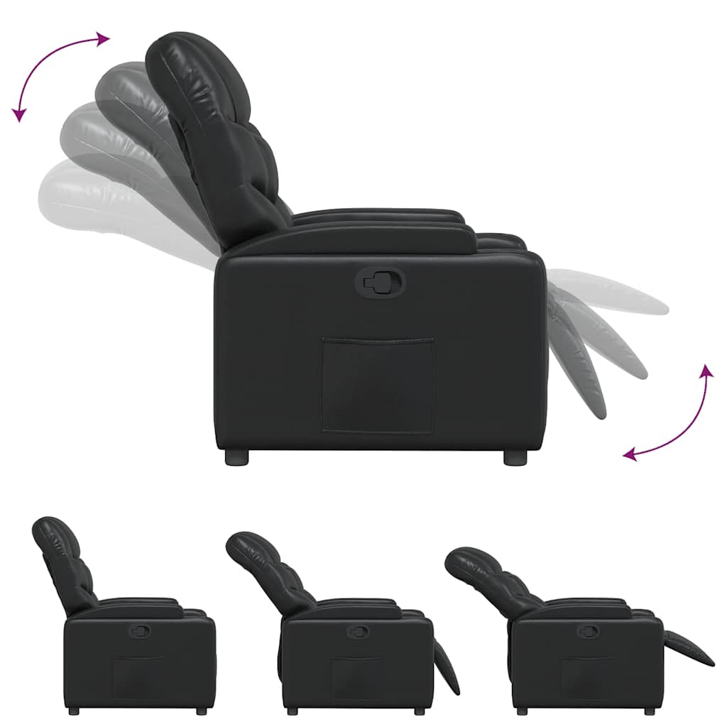 Fekete műbőr relaxfotel 6