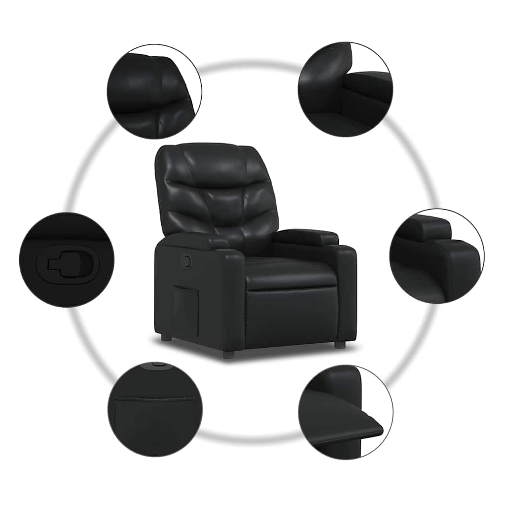 Fekete műbőr relaxfotel 7
