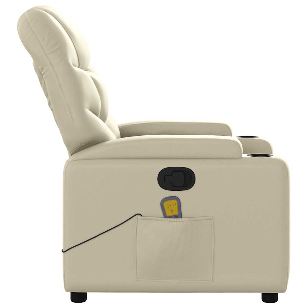 Krémszínű műbőr dönthető masszázsfotel 6