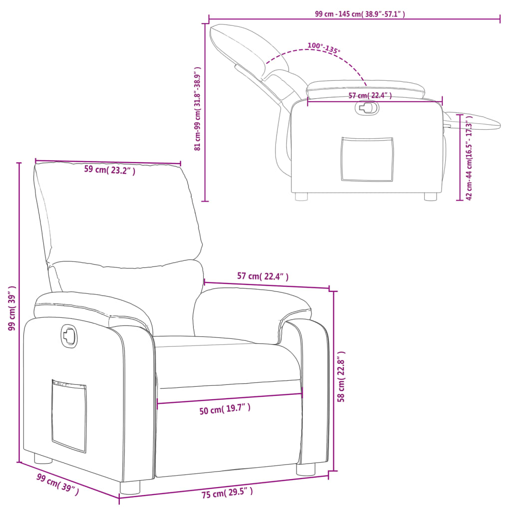 Kávészínű műbőr dönthető fotel 11