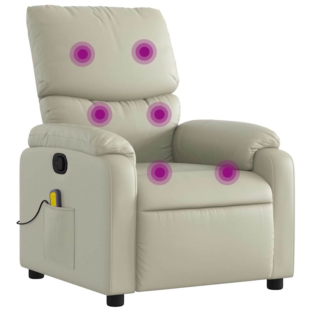 Krémszínű műbőr dönthető masszázsfotel 2