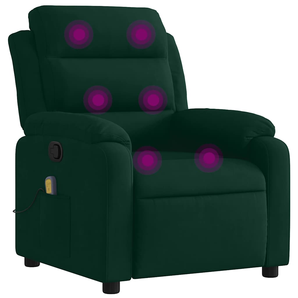 Sötétzöld bársony dönthető masszázsfotel 2